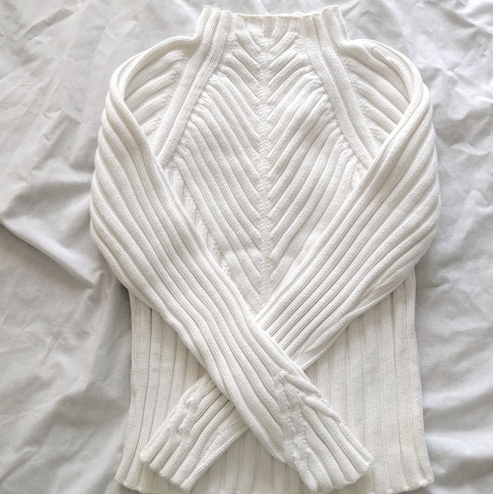 Ann Taylor Heavy Knit White Sweater